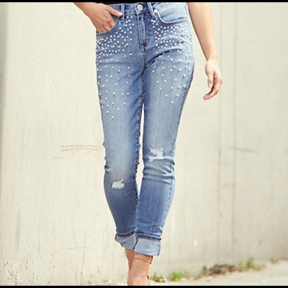 HP🏆Seven7 Mid-Rise Skinny Pearl Jeans. Size 14